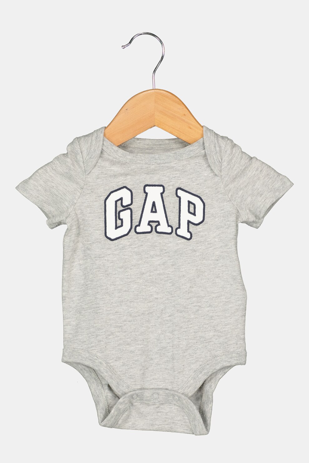 GAP, Body din bumbac cu imprimeu logo, Gri melange/Alb/Bleumarin