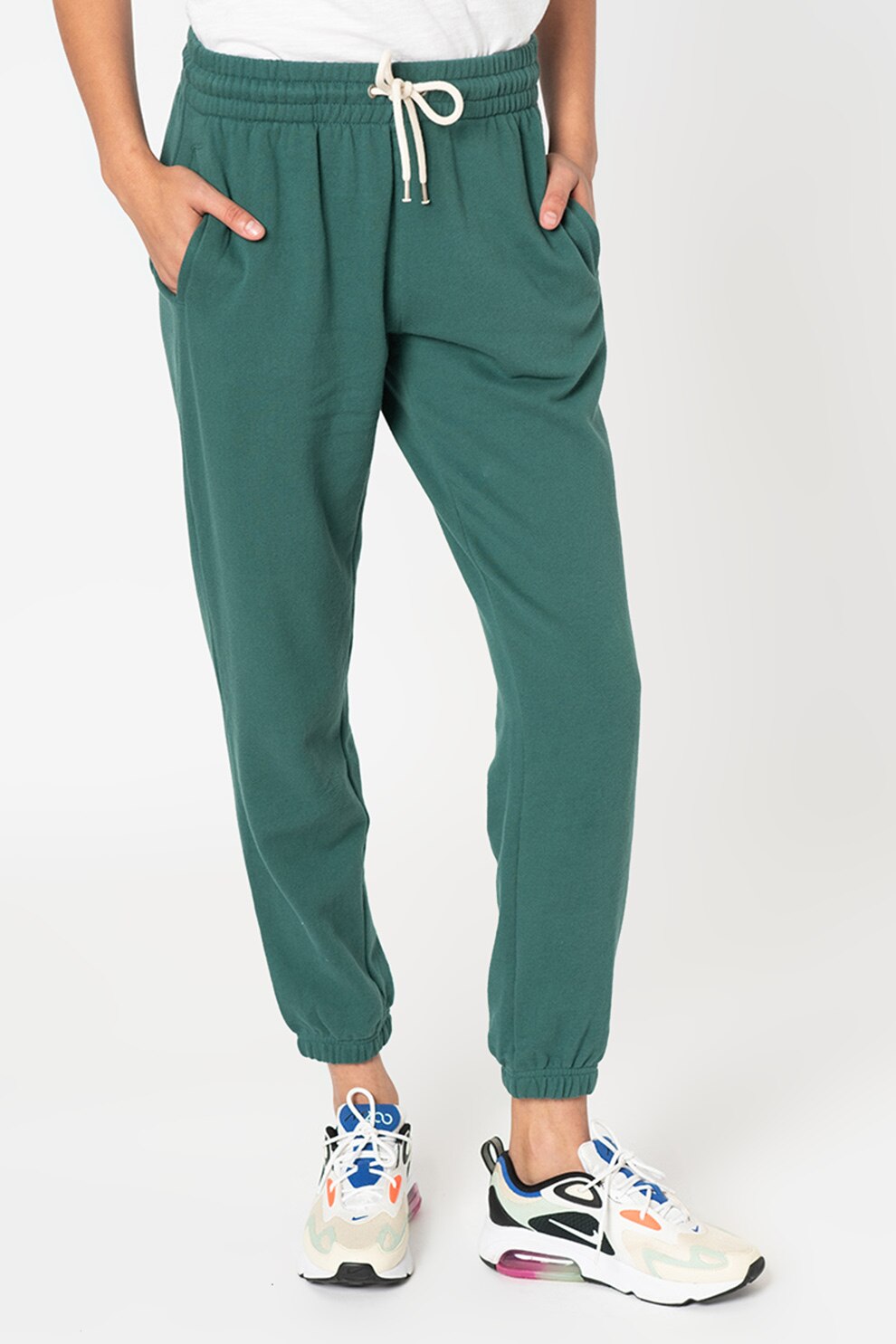 GAP, Pantaloni sport cu talie elastica, Verde inchis