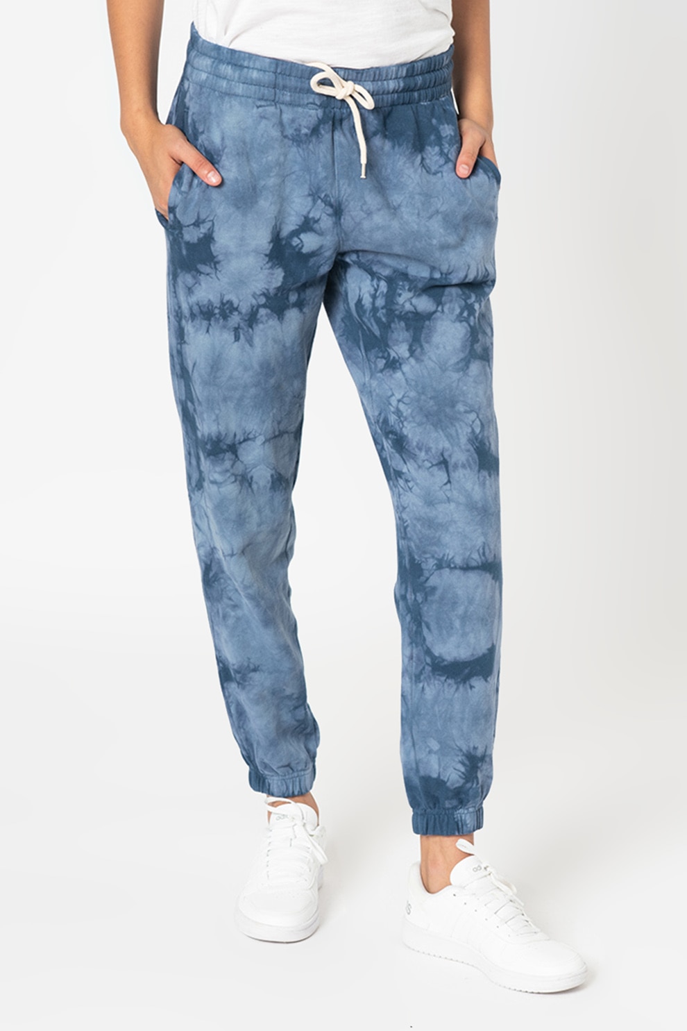 GAP, Pantaloni sport cu talie elastica, Albastru petrol/Gri carbune