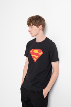 GAP, Tricou cu imprimeu Superman, Negru/Rosu/Galben