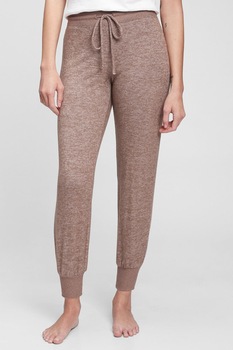 GAP, Pantaloni sport conici cu snur in talie, Maro taupe deschis