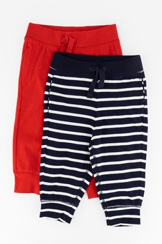 GAP, Set de pantaloni sport din bumbac organic - 2 perechi, Bleumarin/Alb/Rosu GAP, Set de pantaloni sport din bumbac organic - 2 perechi, Bleumarin/Alb/Rosu