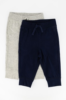 GAP, Set de pantaloni sport din bumbac organic - 2 perechi, Gri melange/Bleumarin GAP, Set de pantaloni sport din bumbac organic - 2 perechi, Gri melange/Bleumarin