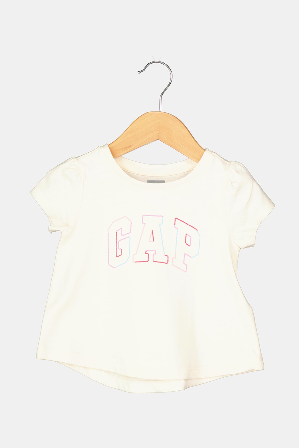 GAP, Tricou din bumbac cu imprimeu logo, Alb/Roz/Albastru