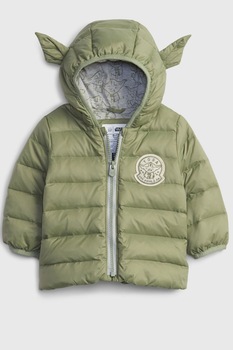 GAP, Geaca cu gluga si aspect matlasat StarWars™, Verde sparanghel, 70 CM GAP, Geaca cu gluga si aspect matlasat StarWars™, Verde sparanghel, 70 CM