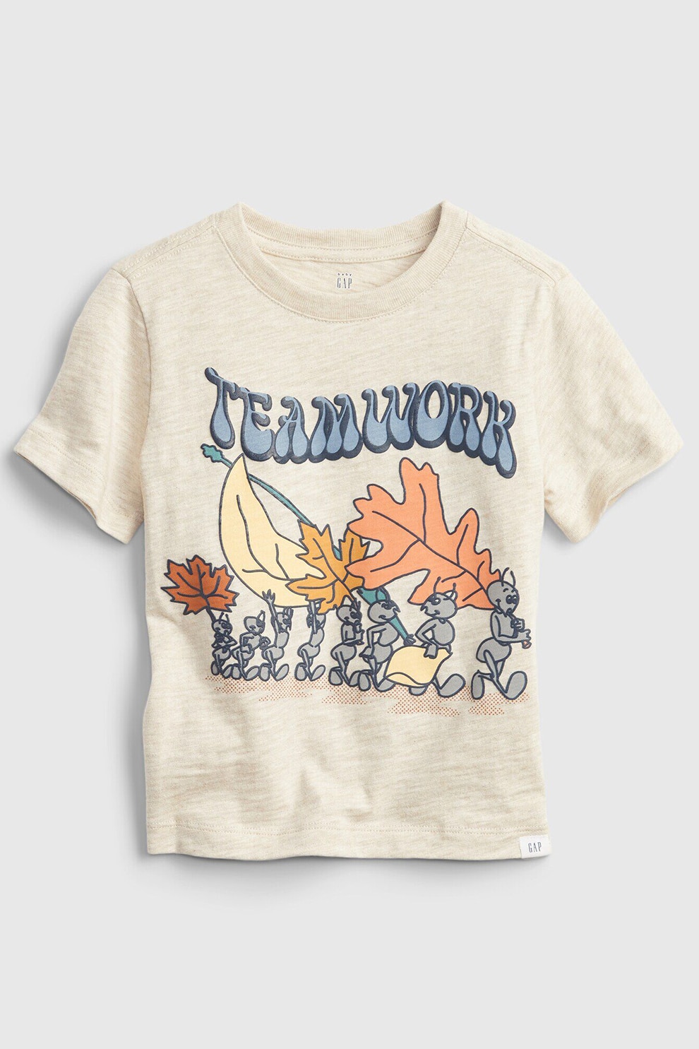 GAP, Tricou cu imprimeu grafic, alb prafuit, albastru prafuit, oranj pal