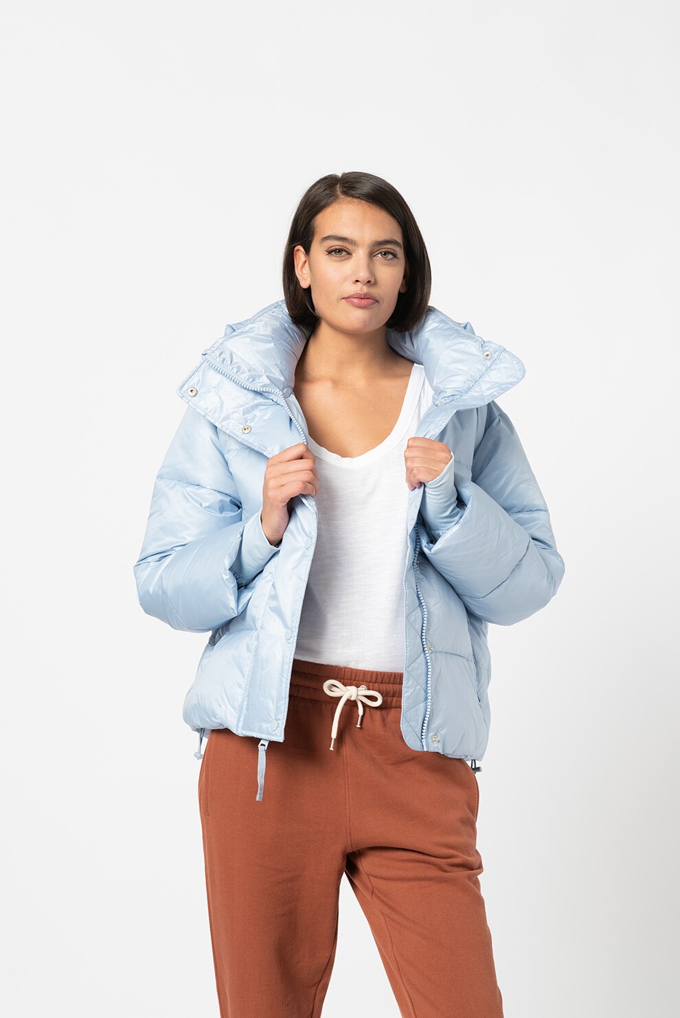 GAP, Geaca cu aspect matlasat si gluga detasabila, Albastru deschis, L