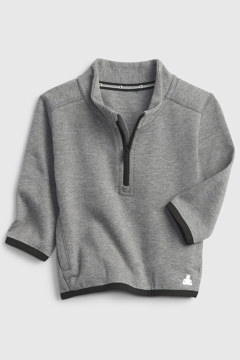 GAP, Bluza sport cu fenta cu fermoar, Gri melange