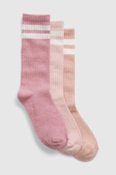 GAP, Set de sosete lungi cu aspect striat - 3 perechi, Roz pastel/Roz somon GAP, Set de sosete lungi cu aspect striat - 3 perechi, Roz pastel/Roz somon