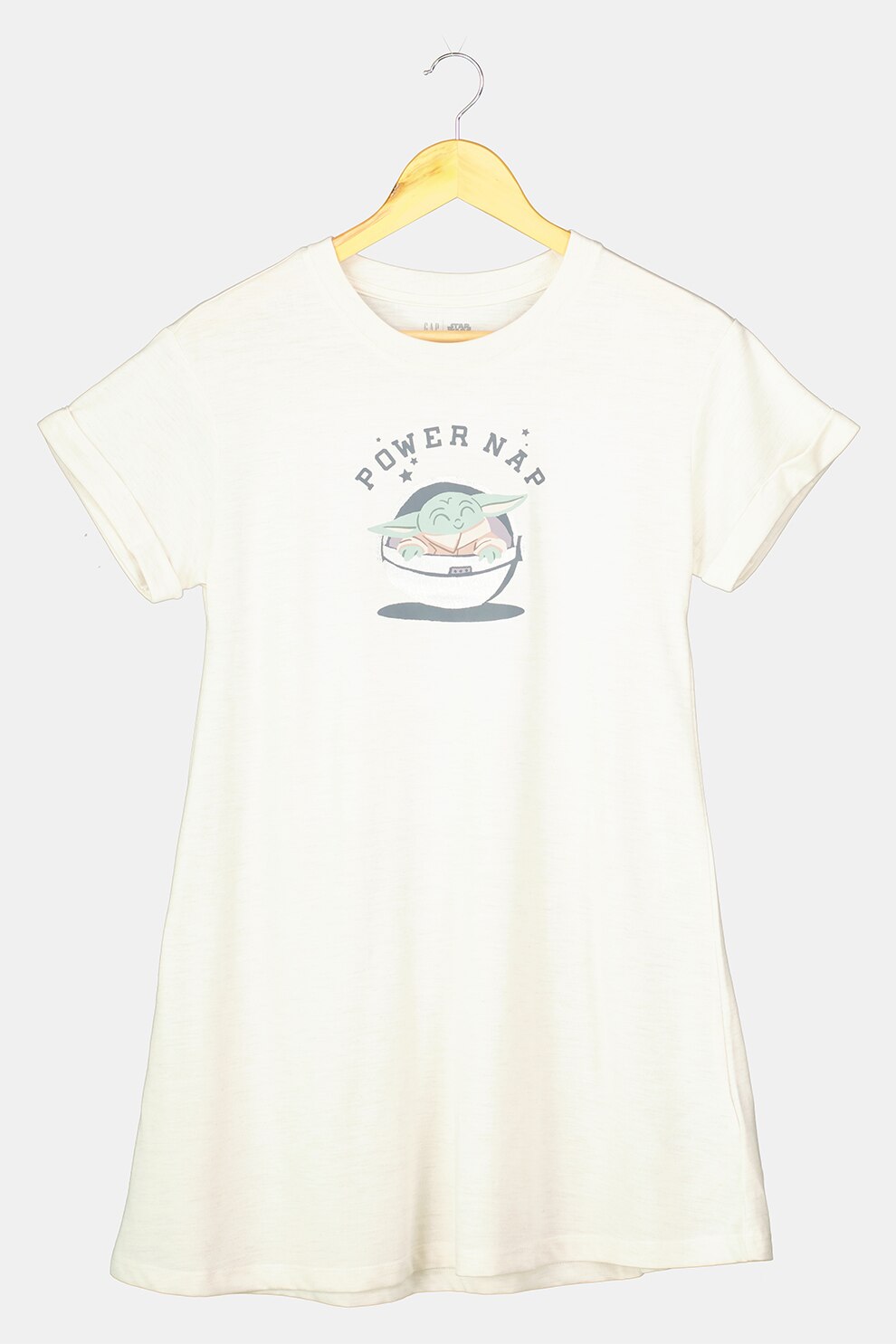 GAP, Camasa de noapte cu imprimeu grafic, Alb prafuit/Argintiu