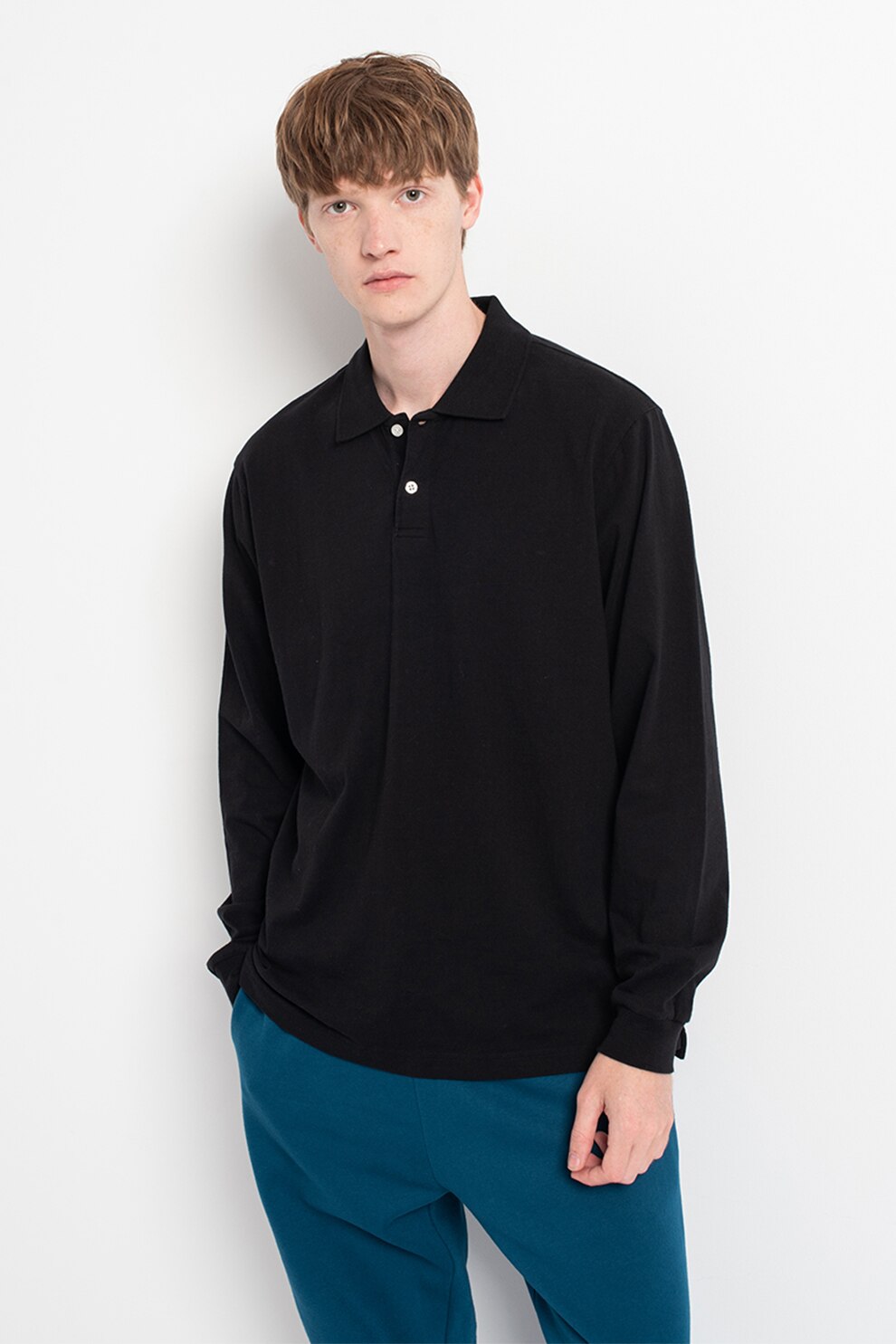 GAP, Bluza polo de jerseu, Negru