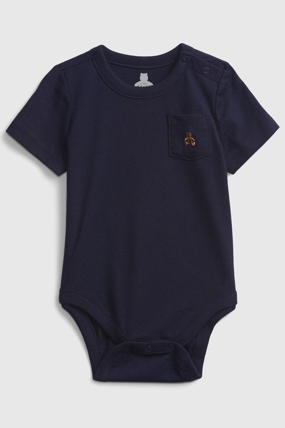 GAP, Body de bumbac organic cu buzunar pe piept, Bleumarin inchis