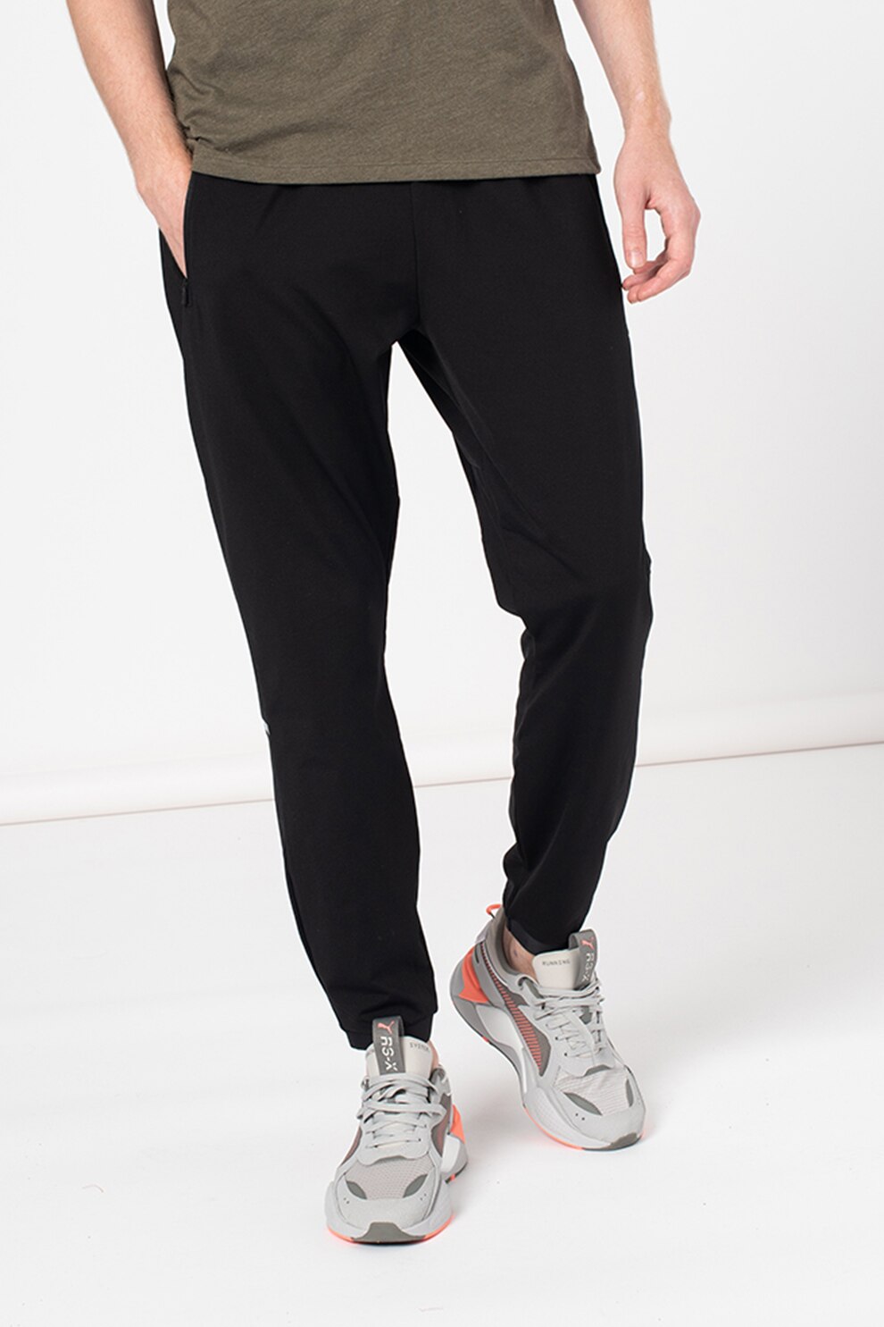 GAP, Pantaloni sport cu buzunare oblice cu fermoar, Negru