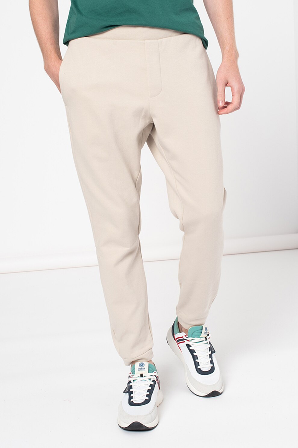 GAP, Pantaloni sport din amestec de bumbac cu buzunare laterale, Bej