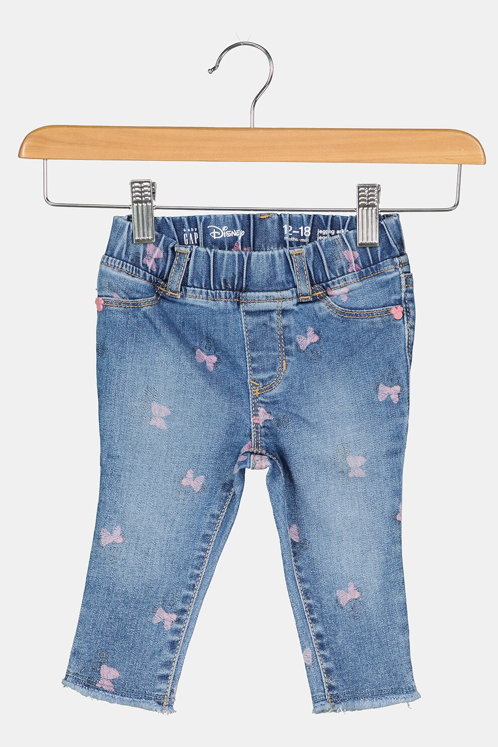GAP, Blugi skinny cu imprimeu Minnie Mouse, Albastru inchis/Roz