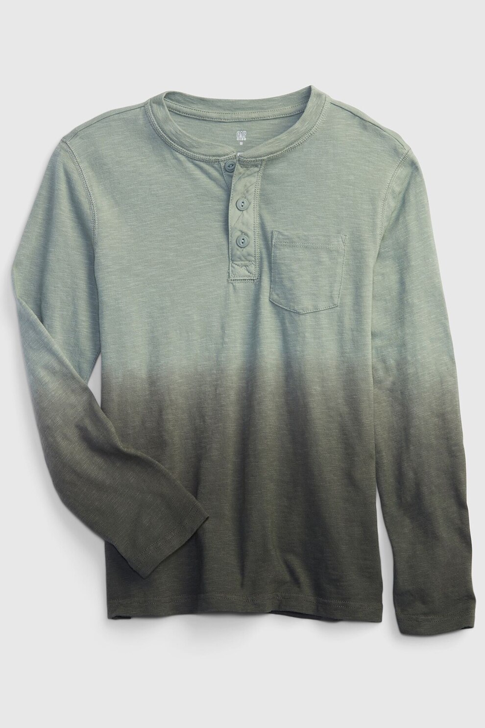 GAP, Bluza de bumbac cu decolteu Henley, Gri deschis/Gri inchis