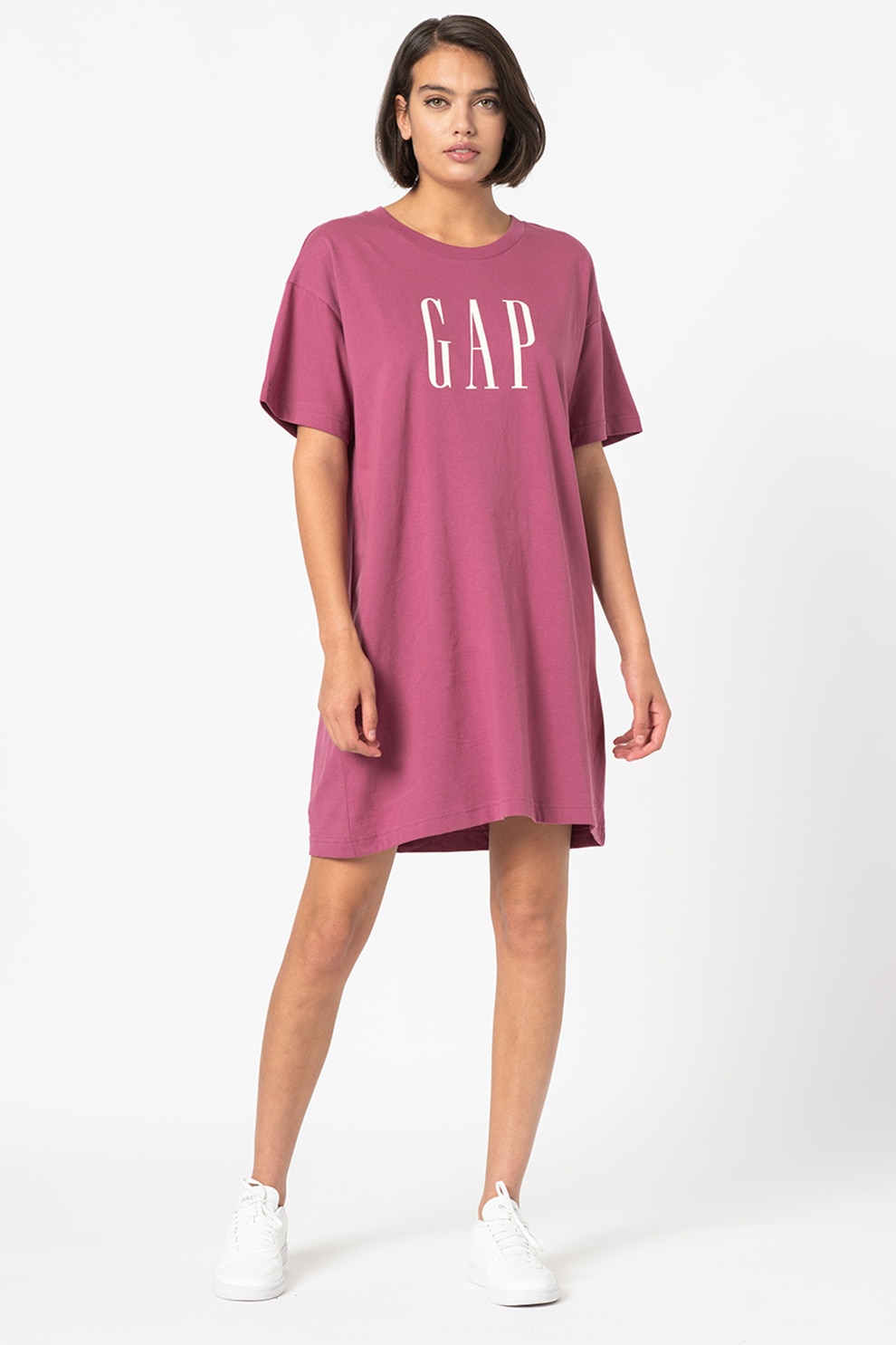 GAP, Rochie-tricou cu imprimeu logo, Roz fandango
