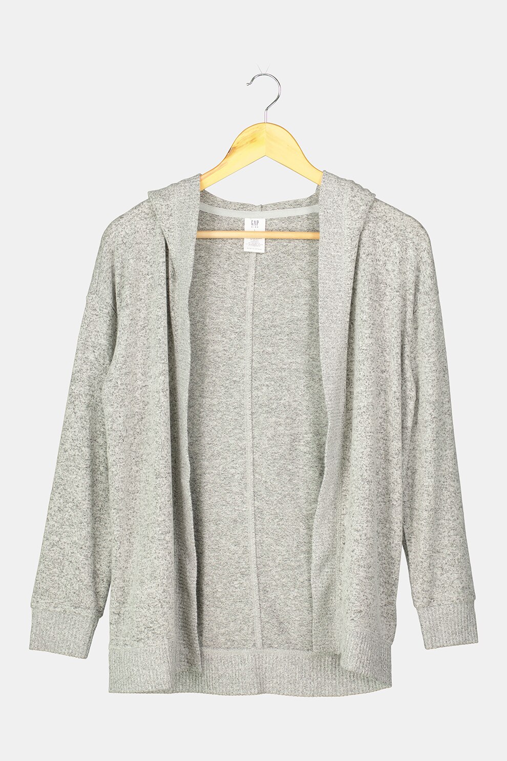 GAP, Cardigan fara inchidere cu gluga, Gri inchis melange