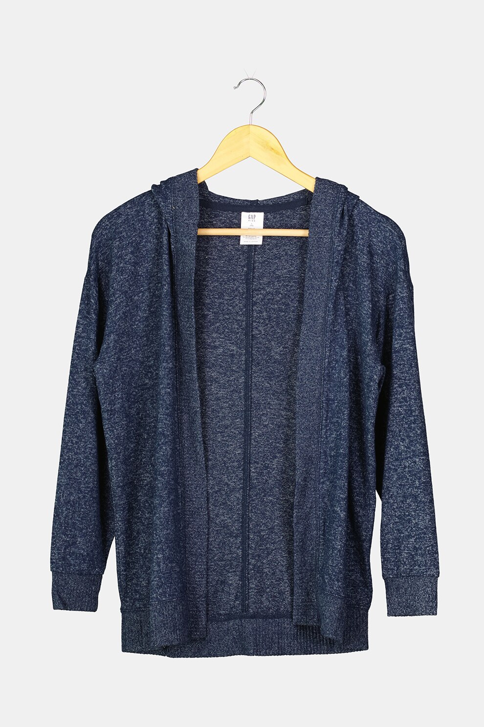 GAP, Cardigan fara inchidere cu gluga, Albastru inchis melange