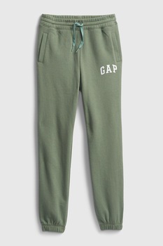 GAP, Pantaloni sport slim fit cu imprimeu logo, Verde sparanghel