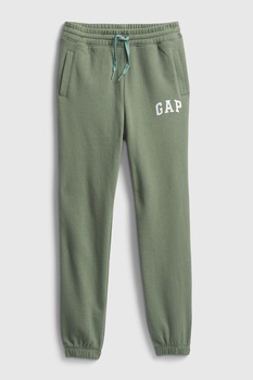 GAP, Pantaloni sport slim fit cu imprimeu logo, Verde sparanghel GAP, Pantaloni sport slim fit cu imprimeu logo, Verde sparanghel