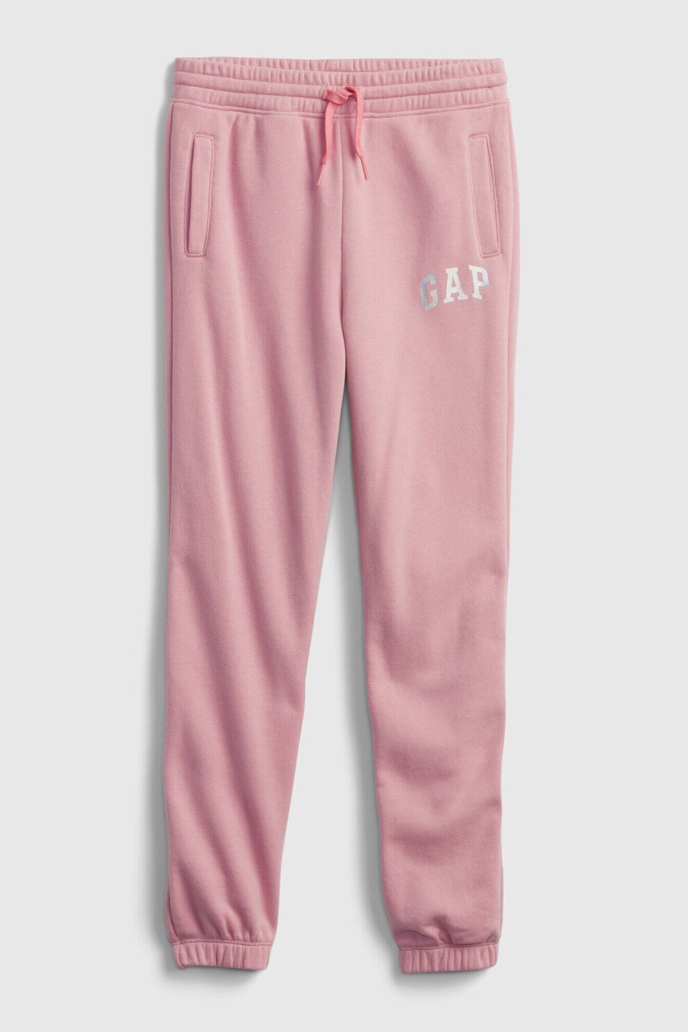 GAP, Pantaloni sport slim fit cu imprimeu logo, Roz pastel