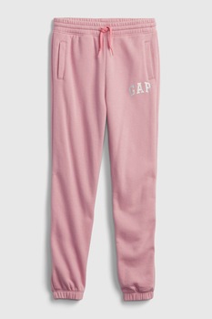 GAP, Pantaloni sport slim fit cu imprimeu logo, Roz pastel