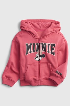 GAP, Hanorac cu fermoar si imprimeu Minnie Mouse, Roz prafuit GAP, Hanorac cu fermoar si imprimeu Minnie Mouse, Roz prafuit