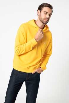 United Colors of Benetton, Hanorac de bumbac cu logo pe piept, Galben sofran United Colors of Benetton, Hanorac de bumbac cu logo pe piept, Galben sofran