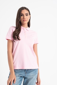 United Colors of Benetton, Tricou polo cu broderie logo discreta pe piept, Roz pastel United Colors of Benetton, Tricou polo cu broderie logo discreta pe piept, Roz pastel