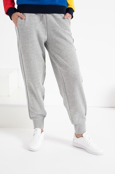 United Colors of Benetton, Pantaloni sport cu croiala conica si snur de ajustare, Gri United Colors of Benetton, Pantaloni sport cu croiala conica si snur de ajustare, Gri