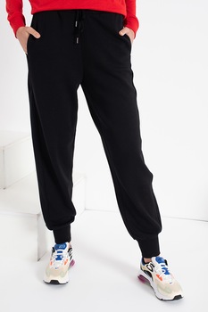 United Colors of Benetton, Pantaloni sport cu croiala conica si snur de ajustare, Negru United Colors of Benetton, Pantaloni sport cu croiala conica si snur de ajustare, Negru