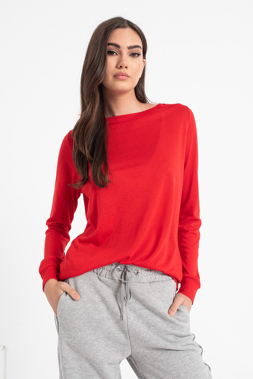 United Colors of Benetton, Bluza cu decolteu rotund, Rosu