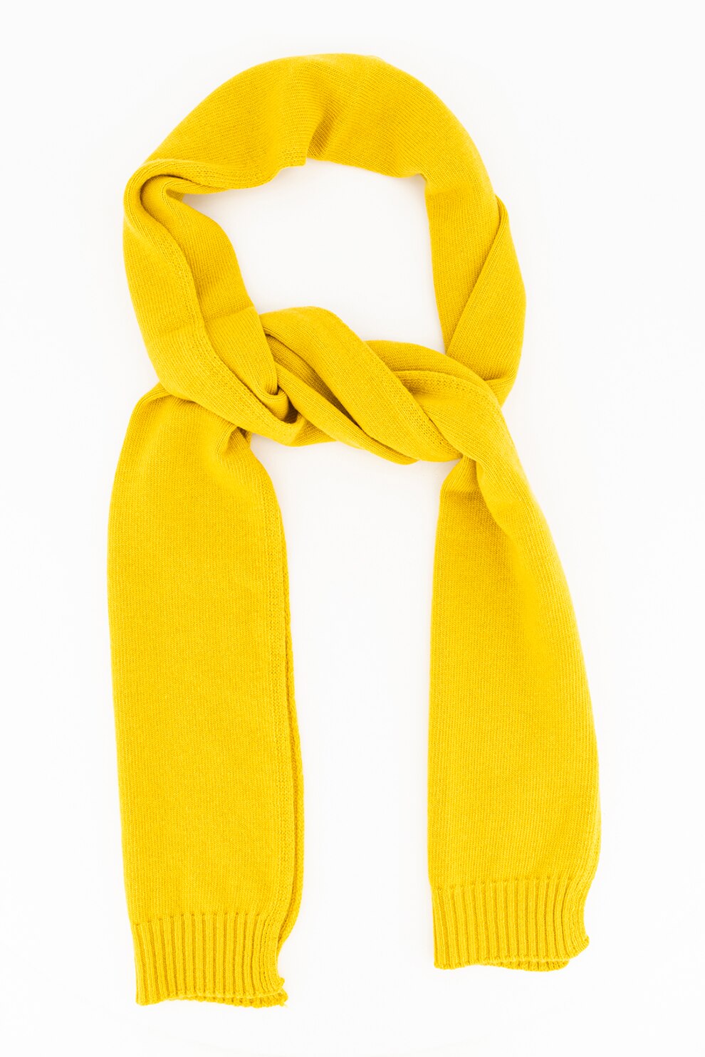 United Colors of Benetton, Fular tricotat fin din amestec de lana, Galben sofran