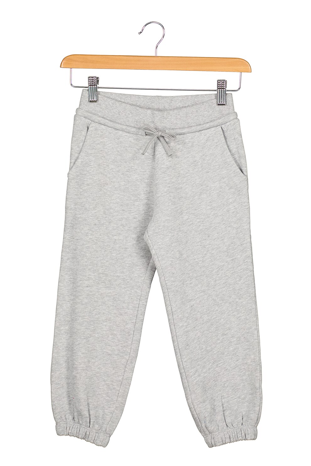 United Colors of Benetton, Pantaloni sport din bumbac cu snur de ajustare, Gri melange