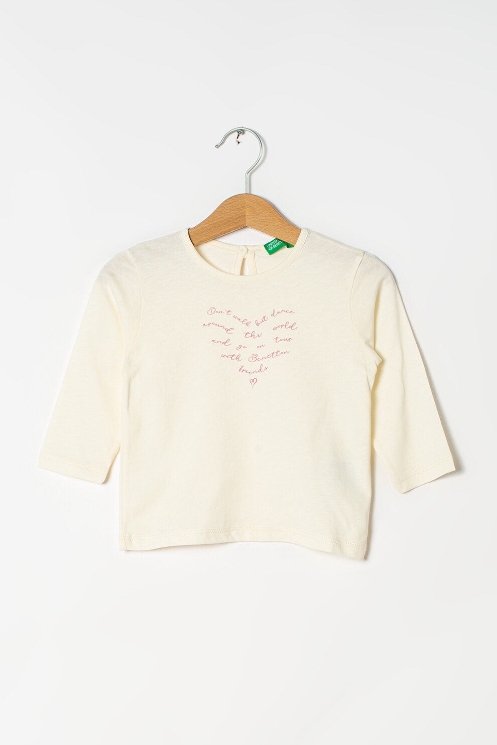 United Colors of Benetton, Bluza din bumbac cu imprimeu, Alb