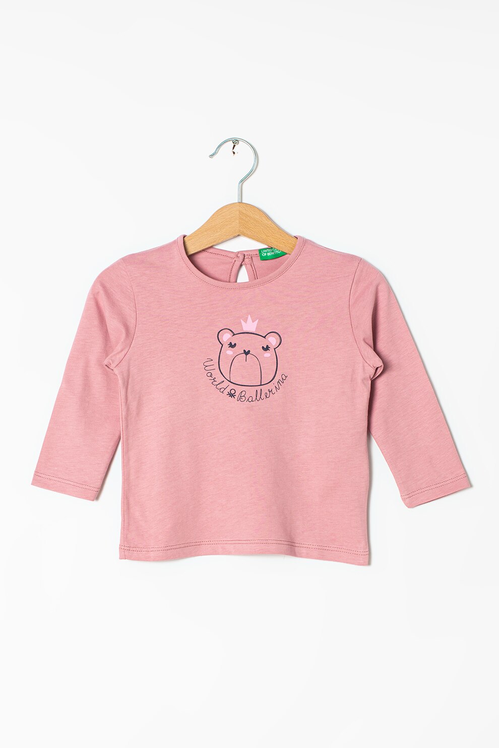 United Colors of Benetton, Bluza din bumbac cu imprimeu, Roz