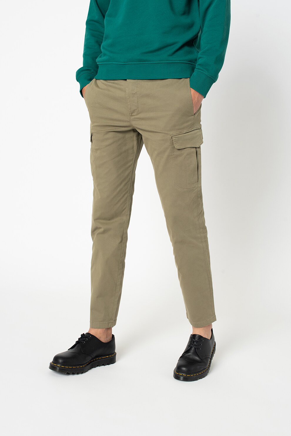 United Colors of Benetton, Pantaloni cargo slim fit, Verde sparanghel