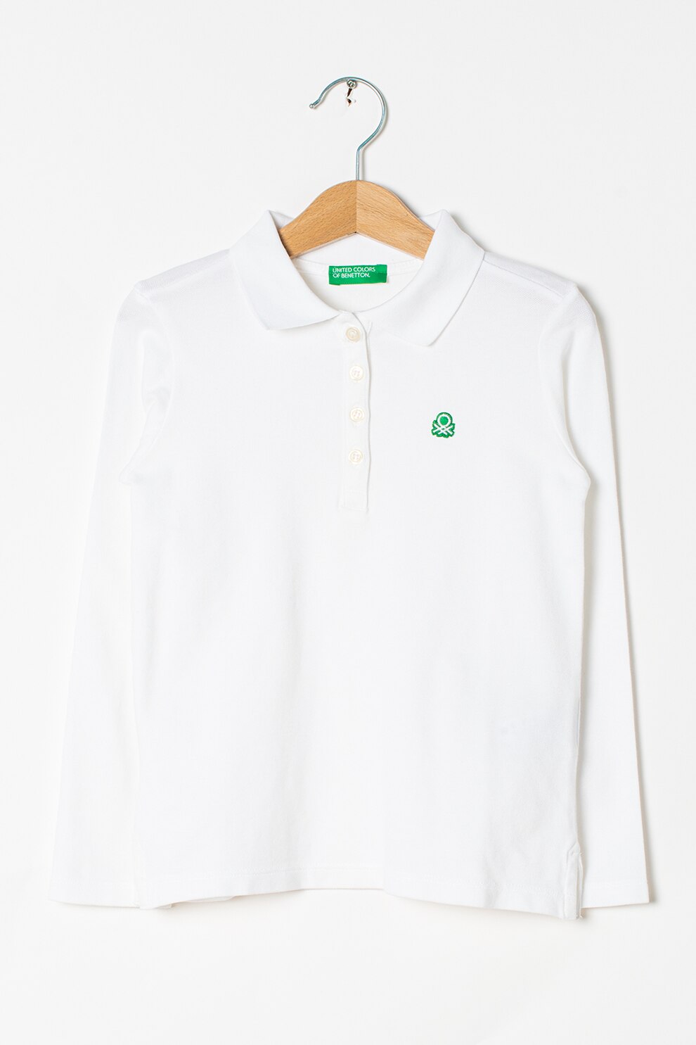 United Colors of Benetton, Bluza polo cu broderie logo, Alb