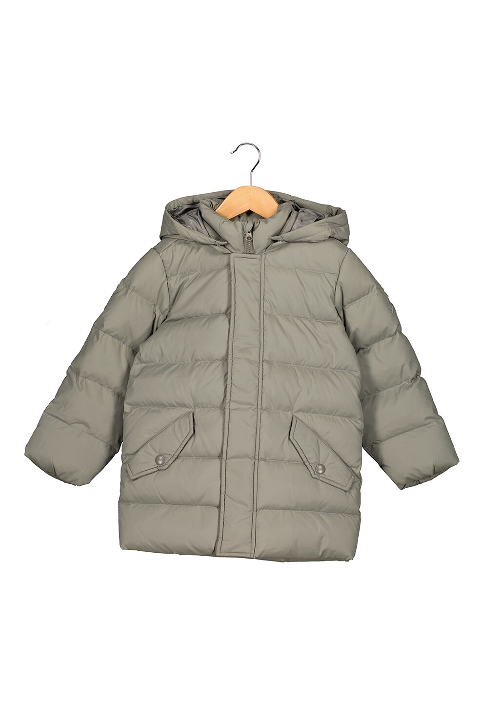 United Colors of Benetton, Geaca cu vatelina si gluga detasabila, Gri inchis