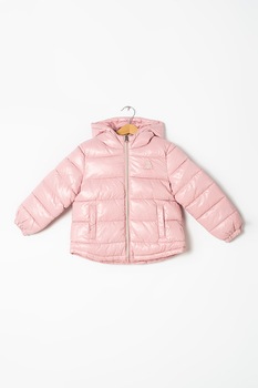 United Colors of Benetton, Jacheta cu gluga si aspect matlasat, Roz pal United Colors of Benetton, Jacheta cu gluga si aspect matlasat, Roz pal