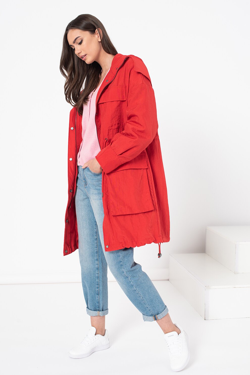 United Colors of Benetton, Jacheta 2in1 cu model lung, Rosu