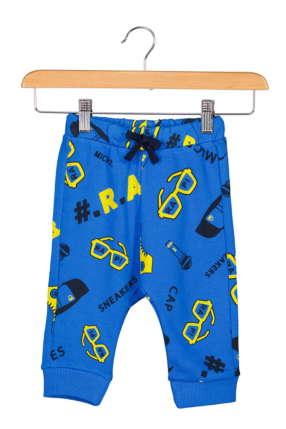 United Colors of Benetton, Pantaloni sport cu imprimeu, Albastru