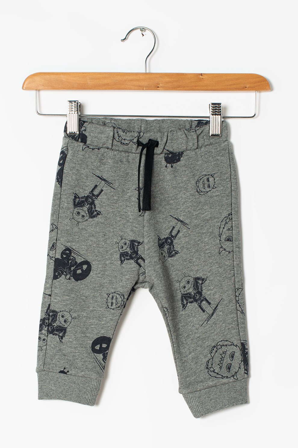 United Colors of Benetton, Pantaloni sport cu imprimeu, Gri inchis