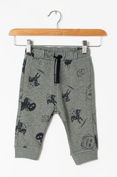 United Colors of Benetton, Pantaloni sport cu imprimeu, Gri inchis United Colors of Benetton, Pantaloni sport cu imprimeu, Gri inchis