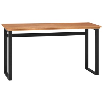 Birou de lucru, vidaXL, Lemn masiv de tec, 140 x 45 x 75 cm, Maro/Negru Birou de lucru, vidaXL, Lemn masiv de tec, 140 x 45 x 75 cm, Maro/Negru