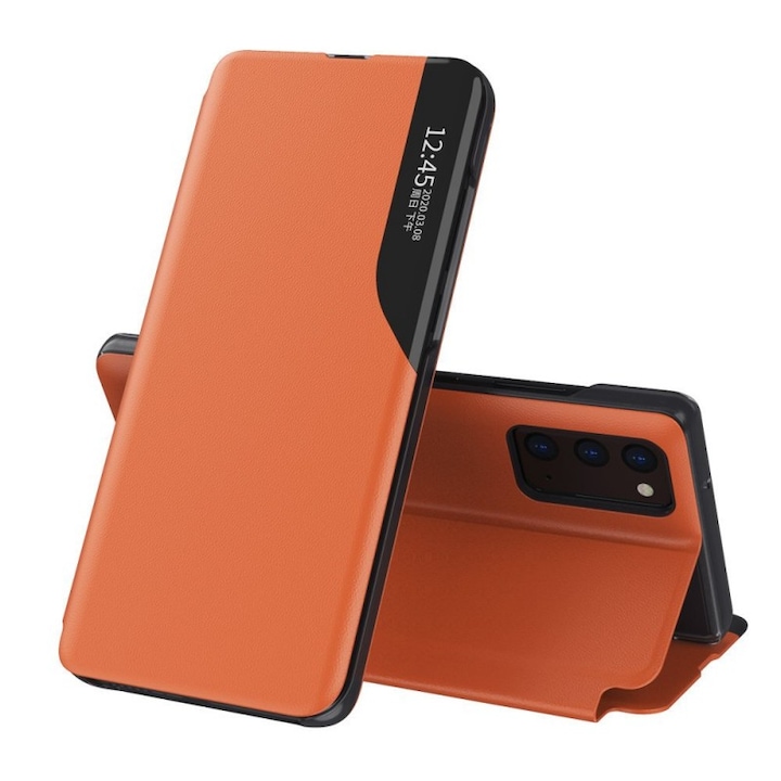Калъф Eco Leather View Case elegant bookcase със стойка за Xiaomi Redmi K40 Pro+ / K40 Pro / K40 / Poco F3, оранжев