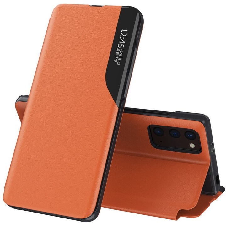 Калъф Eco Leather View Case elegant bookcase със стойка за Xiaomi Poco M3 / Xiaomi Redmi 9T, оранжев
