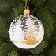 Коледна топка Димс-92, Стъклена, Прозрачна, Бели и златни елхи
