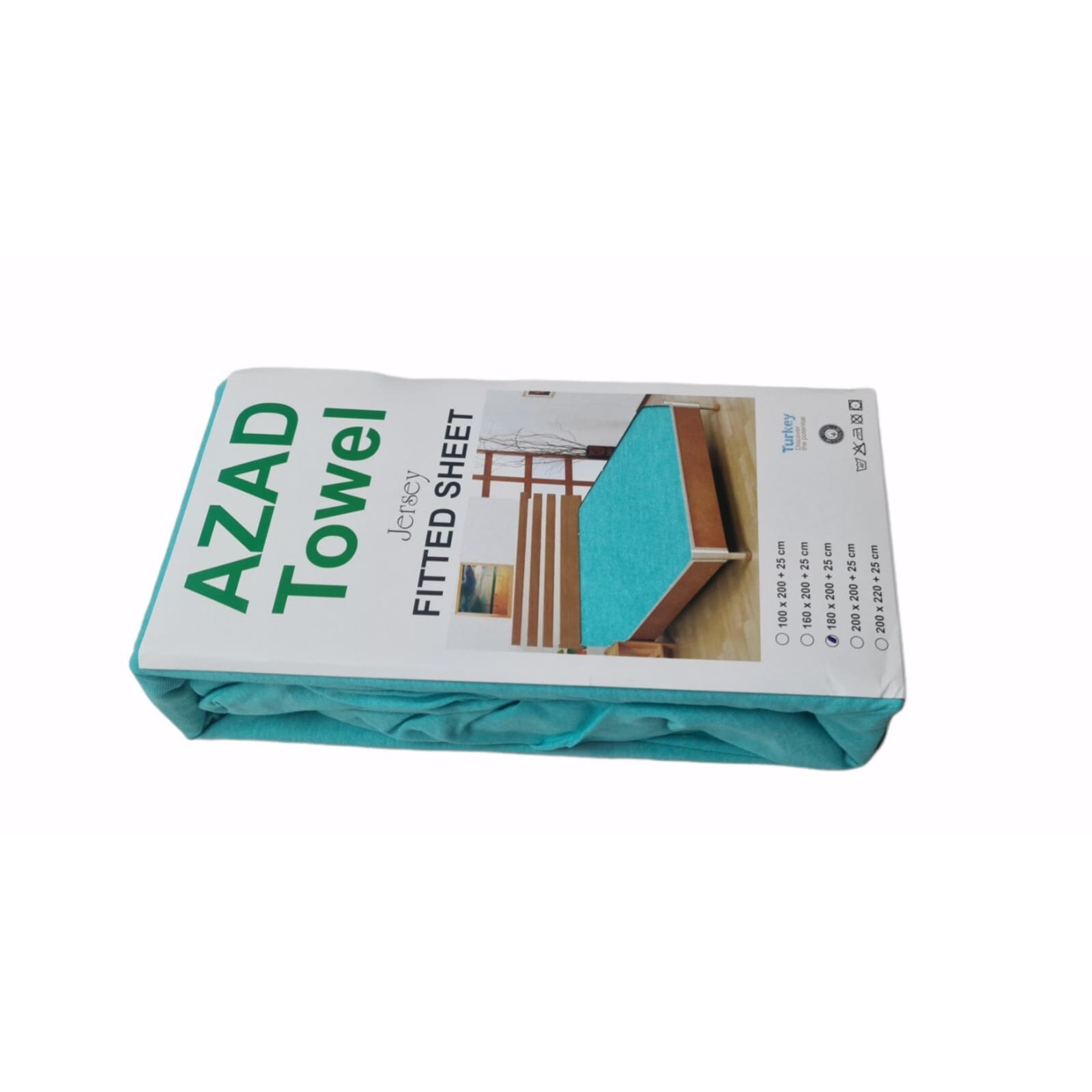 Husa de pat cu elastic, Bumbac 100%, 180 x 200 cm, Turcoaz